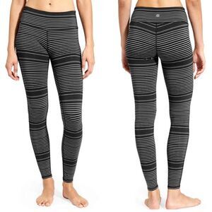 Athleta Colorblock Stripe Chaturanga Tight Size M Black Gray